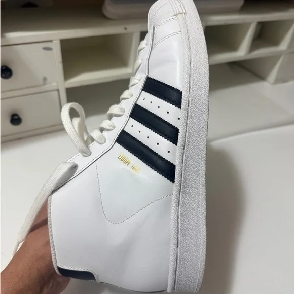 Adidas White and Black High-Top Sneakers